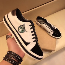 2021 spring European station mens shoes embroidered small white shoes mens green eye cat Printing Board shoes mens trend wild mens shoes