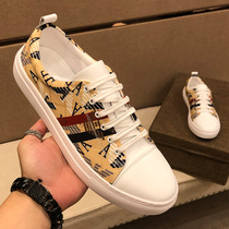 Official website jointly named Liden Armani printed canvas shoes mens fashion casual shoes 2021 New lace-up small white mens shoes