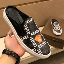 Medusa Net red bag head half slippers men wear flat bottom 2021 new leather lazy Muller Shoes sandals