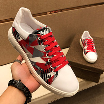 Official website joint name Liden Armani printed white shoes men 2021 new canvas shoes color casual Tide mens board shoes