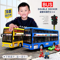 Double-decker bus bus toy 3-year-old boy educational children school bus inertia 5-year-old baby car set 61