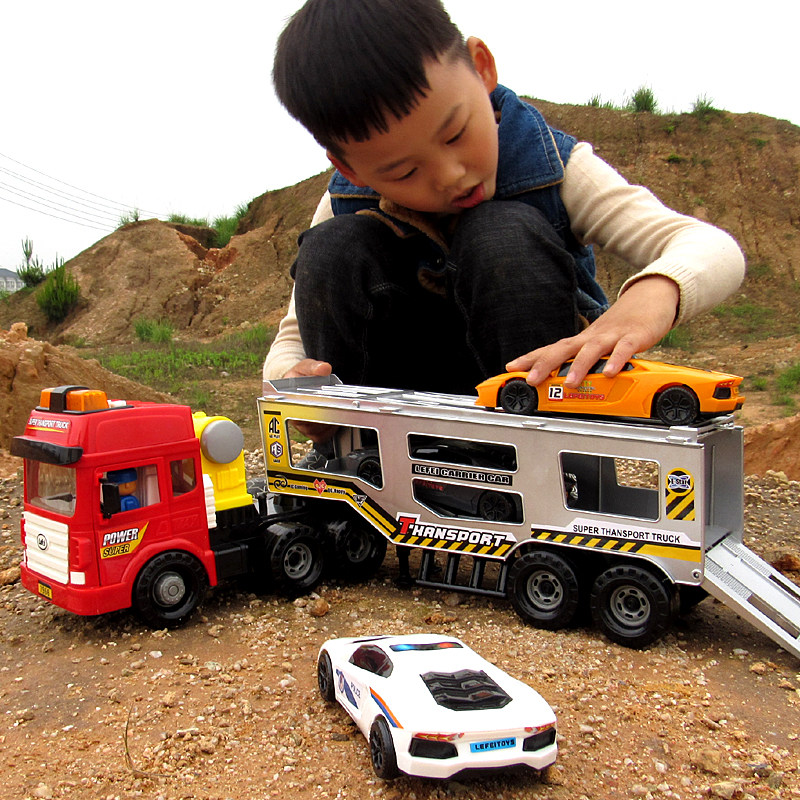 Toy Boy Small Car Airplane Children Engineering Car Suit Baby Puzzle Inertia Big Truck Transport Container Truck