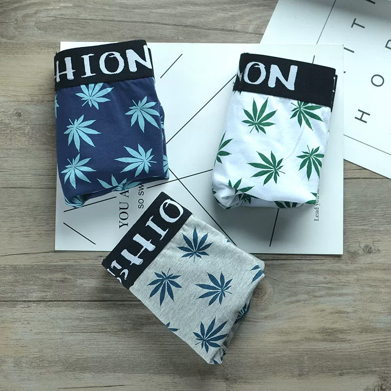 3-pack cotton maple lá đồ lót nam quần boxer nam quần boxer cotton lá gai cá tính trẻ trung quần đùi boxer nam hợp thời trang - Giống cái