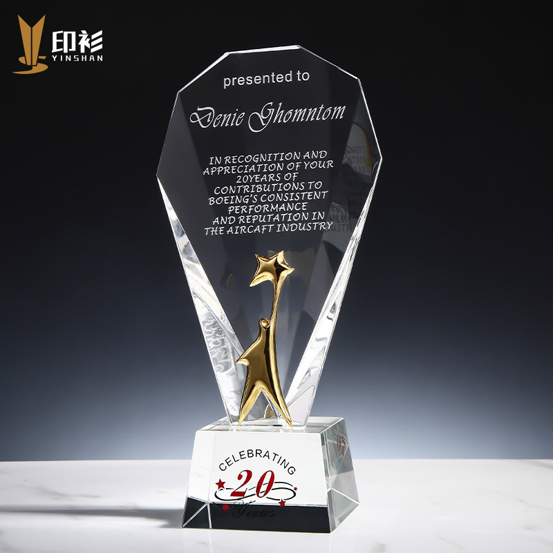 High-end new five-star crystal trophy custom various sports competition prizes souvenir medal retirement souvenir
