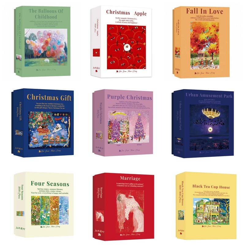[in Stock] Paper Journey Puzzle 1000 Pieces Original Decorative Painting Toy Marriage Christmas Fall in Love