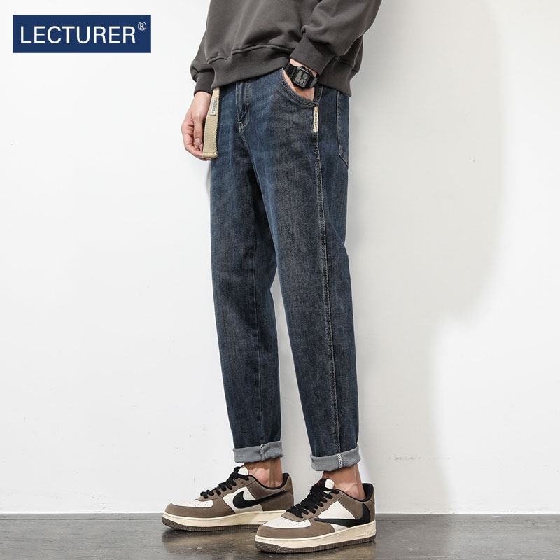 Loose Straight Barrel Jeans Men 2022 New summer slim Tide Cards Spring Autumn Tapered Casual Long Pants Men