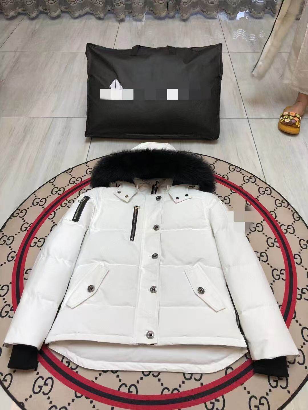 Winter Fox Fur Hooded 3Q Down Jacket Women Palm Moose 3