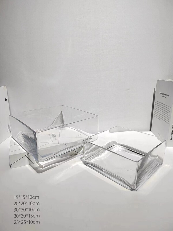 Simple Modern Transparent Square Tank Home Model Room Balcony Hydroponic Green Plant Glass Square Tank Decoration