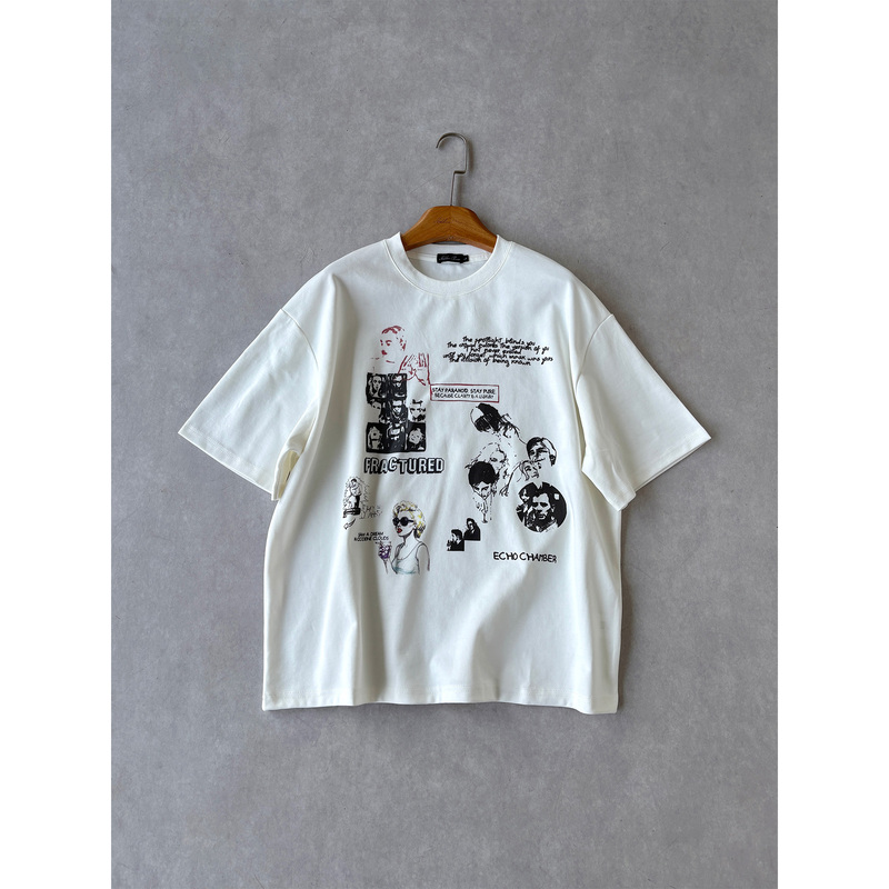 H1C Hollywood* Graffiti Print 235g Sorona Boxy Short Sleeve T-Shirt Cool and Comfortable/Short and Loose Fit