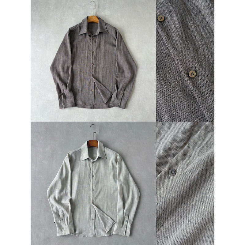H1C Light and Shadow* Linen Blend Floral Yarn High-Quality Relaxed Basic Commuting Shirt Lightweight Spring/Summer/Slightly Wide Shoulders
