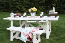 Outdoor garden groceries table and chairs Next afternoon tea solid wood strip dining table and chairs French style retro doing old field garden flower shop white