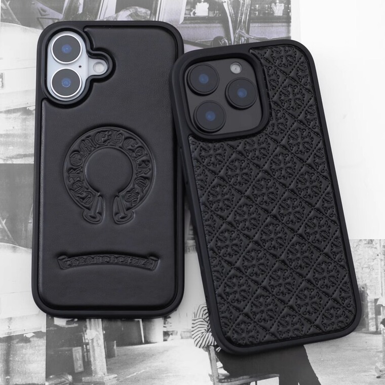 Chrome Hearts Embossed Geometric Pattern Synthetic Leather iPhone Case