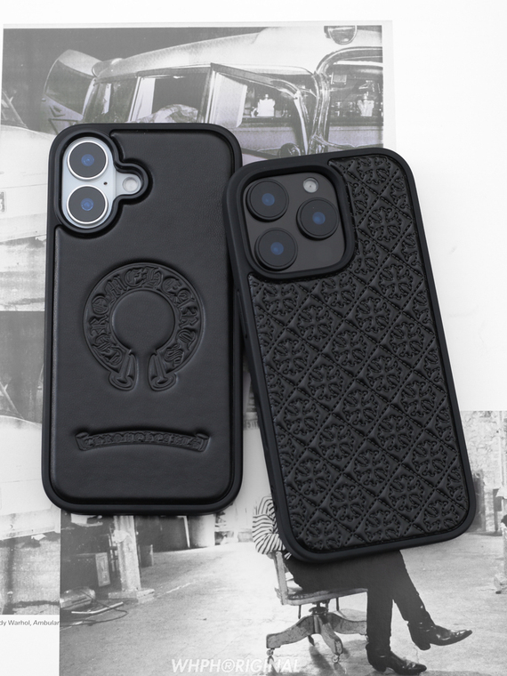 Chrome Hearts Embossed Geometric Pattern Synthetic Leather iPhone Case