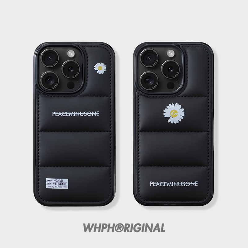 Trendy G-Dragon Daisy Apple 17 Pro Max down Jacket Phone Case Autumn and Winter Style 16 Suitable for iPhone 15 Protective Case 14 Personalized High-End 13 Niche Soft Case 11 Anti-Freeze Hand Flower