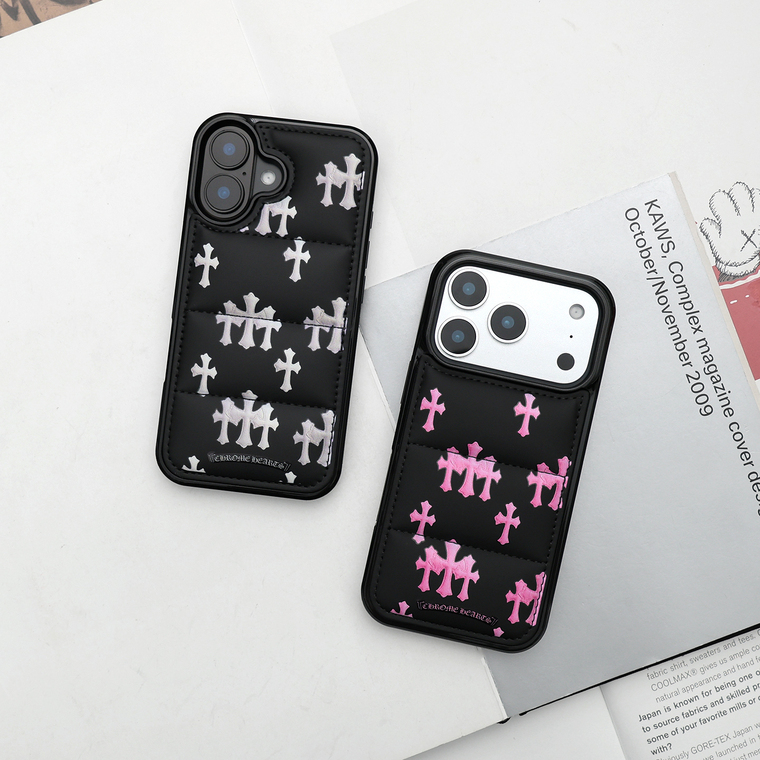 Quilted Black Cross Pattern iPhone Case