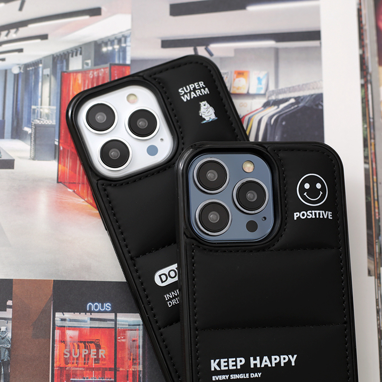 Super Warm Keep Happy Every Single Day Puffy Puffer Down Jacket 14, 13, 12 iPhone Case