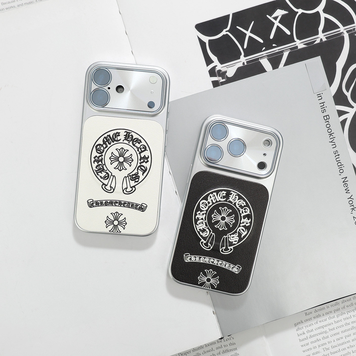 Chrome Hearts MagSafe Cross Emblem Black White iPhone Case