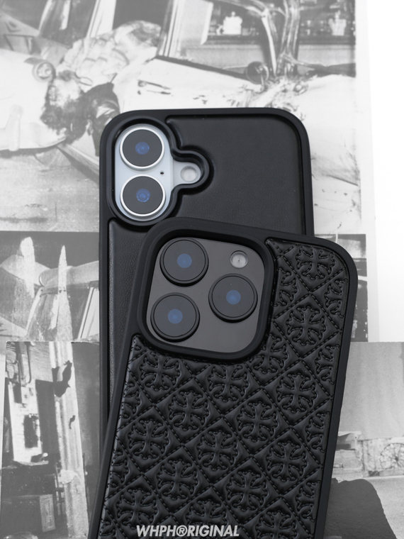 Chrome Hearts Embossed Geometric Pattern Synthetic Leather iPhone Case