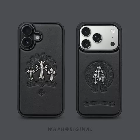 Girls Fashionable Chrome Hearts Embossed Crosses iPhone Case for iPhone 18 – 15