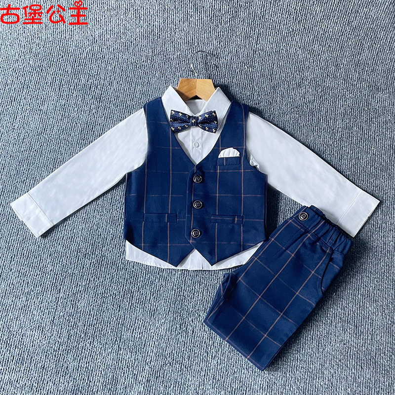 Children's suit men's small suit suit British style handsome flower girl wedding dress birthday host National Day costumes