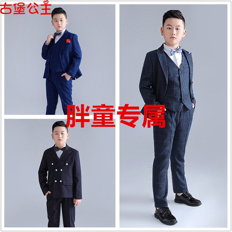Add Fat Boy's new CUHK Boy Boy Suit Suit Spring Summer Flower Boy Gown Little West Suit Walking Show-Taobao