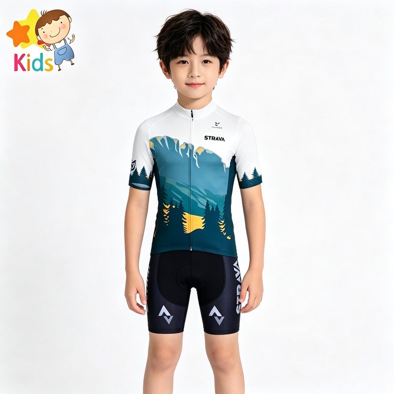 Spring and Summer Cycling Pants for Children, Men's Bicycle Quick-Drying Breathable High-Elastic Short-Sleeved Suit, Professional Competition Cycling Clothing
