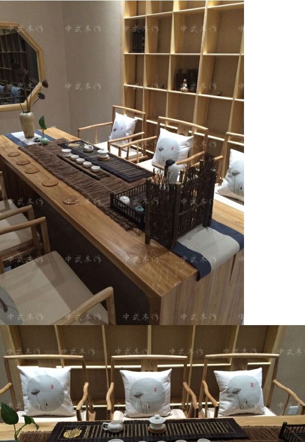 Nội thất cũ Elm sơn mài Zen Mới Trung Quốc Bàn ăn gỗ rắn Bàn trà Cán bộ Hat Ghế Khách sạn Phòng trà Phòng trà Ming Style - Bộ đồ nội thất ban ghe dep