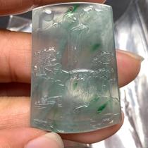 Natural jadeite in the year of birth Myanmar high ice green color Wushi brand jade quality shiny size 37 1*26 3*2 6