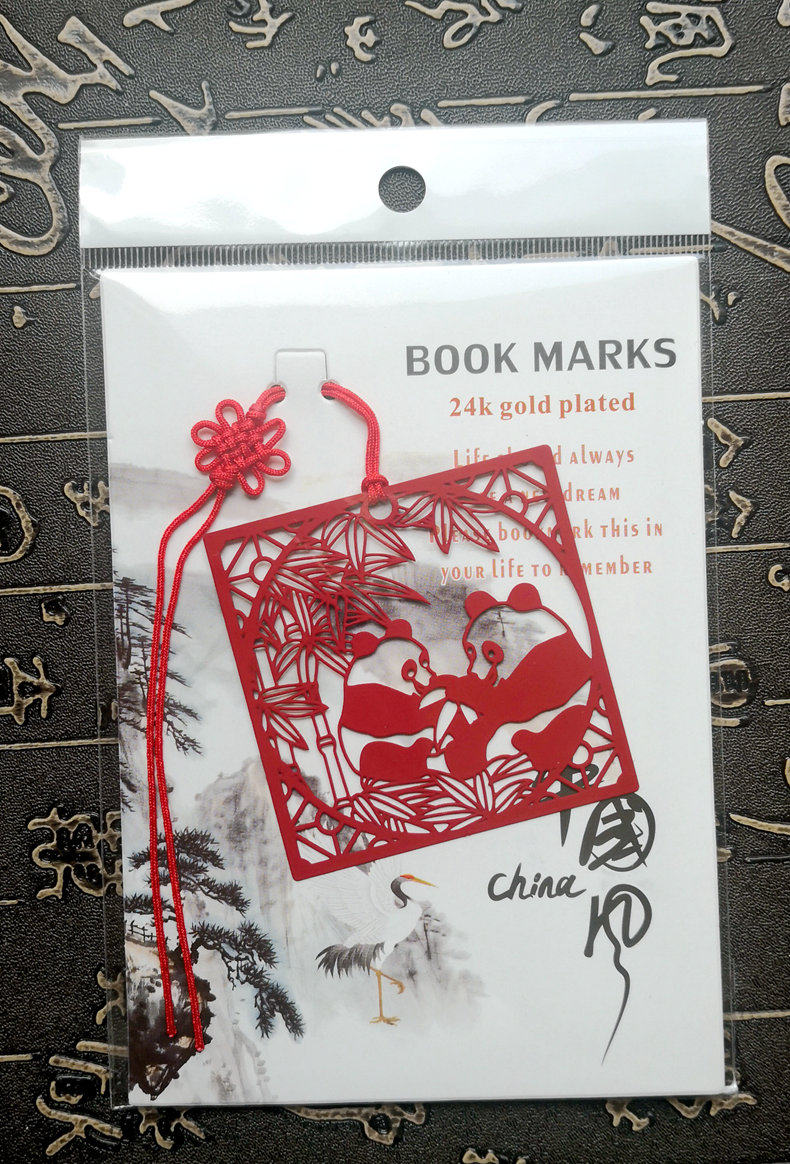 Brass Metal Panda Bookmarks Classical Chinese Style Small Gifts Leaves Retro Simple Exquisite Hollow Students With Tassel Literary Ancient Style Small Fresh Companion Gifts Features Creative Practical Customization