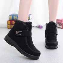 Winter old Beijing cloth shoes women cotton shoes plus velvet thick warm mother snow boots flat non-slip middle-aged womens boots