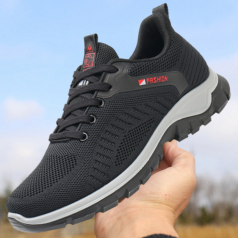 Spring and autumn old Beijing cloth shoes men's single shoes lace-up non-slip soft bottom middle-aged and elderly sports casual shoes breathable walking shoes