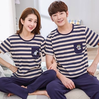 Bộ đồ ngủ cotton mùa hè cỡ lớn tay áo ngắn có thể được mặc bên ngoài mẫu quần áo trẻ em nam phục vụ nhà bộ thu đông cho vợ chồng