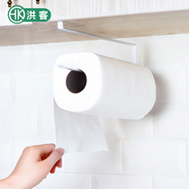 Creative hole-free simple Wrought iron door cabinet hanging paper towel rack Kitchen roll paper rack Cabinet partition layer storage rack
