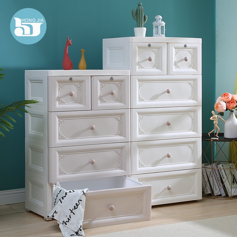 Hongjia thickened drawer storage cabinet plastic children's wardrobe finishing box European storage cabinet home chest of drawers