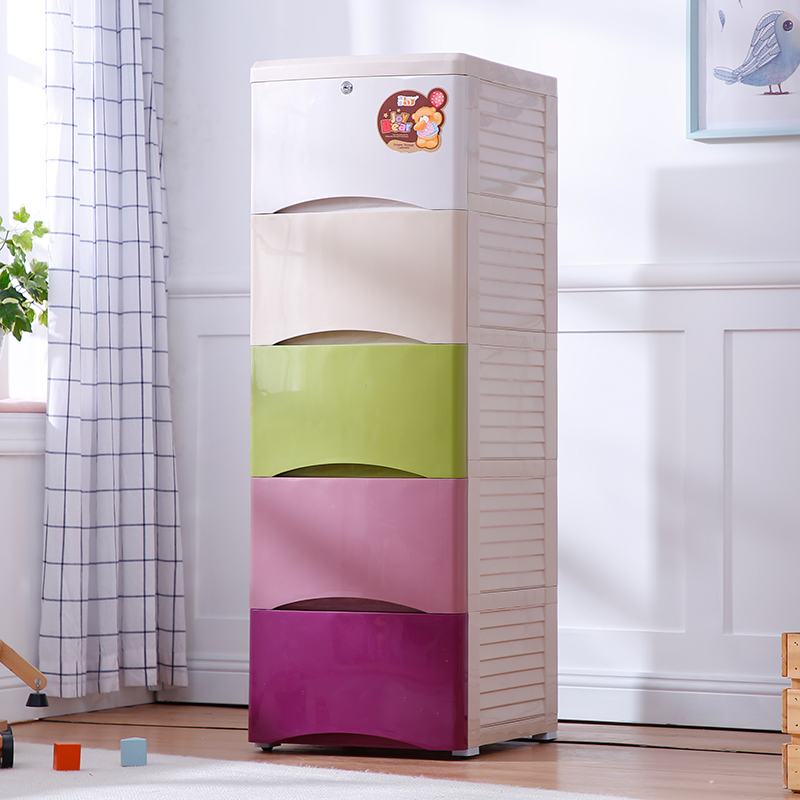 Thickened plastic drawer storage cabinet Toy finishing storage box Baby child baby wardrobe 5-layer chest of drawers