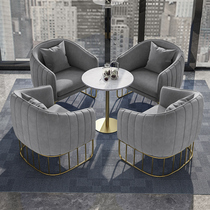 Simple single double wrought iron sofa table and chair combination restaurant milk tea sales office modern office guest fabric sofa