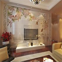 Living room TV background wall tile 3D ceramic mural Modern Chinese color carving film and television wall tile three-dimensional carving spring