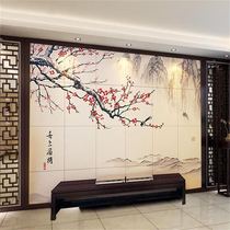 Background wall decoration 3D three-dimensional microcrystalline stone TV wall tile Chinese living room simple color carving mural happy eyebrow
