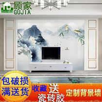 Microcrystalline stone electric light TV background wall tile living room modern simple new Chinese style decorative mural 3d three-dimensional lotus