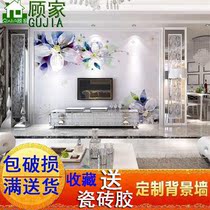 Living room TV background wall tile painting modern simple European fashion high-grade film and television wall tile carving 3d microcrystalline stone