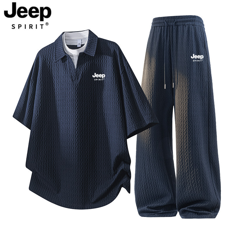 Jeep Spirit Youth Sports Suit for Men, Summer Plus Size T-Shirt and Long Pants Set, Men's Clothing Jeep Spirit Youth Sports Suit for Men, Summer Plus Size T-Shirt and Long Pants Set, Men's Clothing