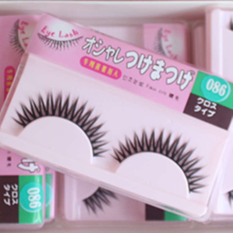 Nhật Bản eyel lông mi giả 086 trang điểm nude tự nhiên dày nhỏ chéo ngắn ngày trang điểm lông mi 10 đôi - Lông mi giả keo gắn mi