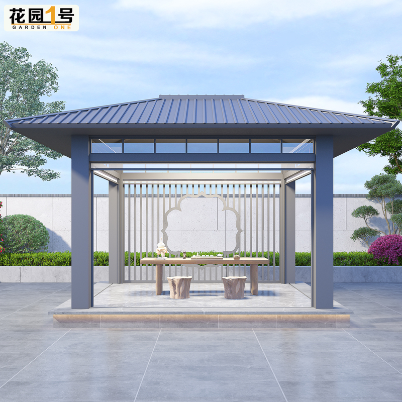 Pavilion Outdoor Courtyard Aluminum Alloy Sunroom Villa Garden Open-Air Outdoor Yard New Chinese Style Retro Pavilion Pavilion Outdoor Courtyard Aluminum Alloy Sunroom Villa Garden Open-Air Outdoor Yard New Chinese Style Retro Pavilion
