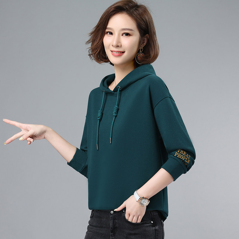 Hooded sweatshirt women's spring and autumn 2021 new simple ladies Korean version loose long-sleeved casual ins trendy pullover top
