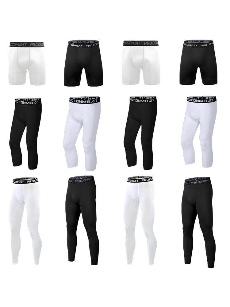 Basketball Compression Pants, Three-Quarter Length, Quick-Drying, High Elasticity, Fitness Training Sports Base Layer, Unisex Compression Gear, American Style