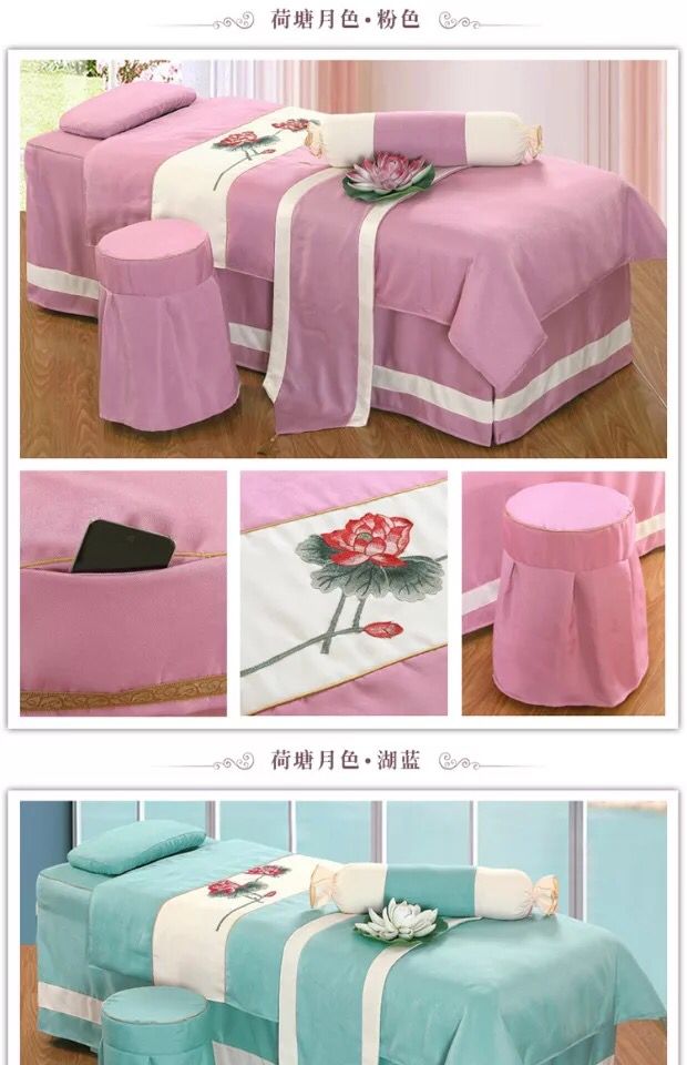 Vẻ đẹp châu âu trải giường bốn bộ cotton và linen màu rắn đơn giản beauty salon giường massage trải giường đặt tùy chỉnh