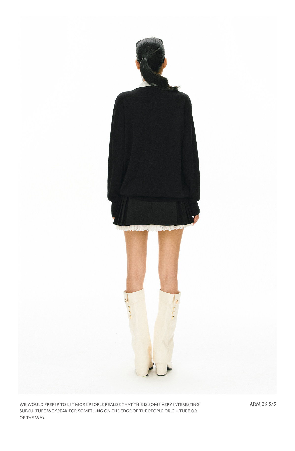 ARISEISM Black White Layered-Look Knit Top