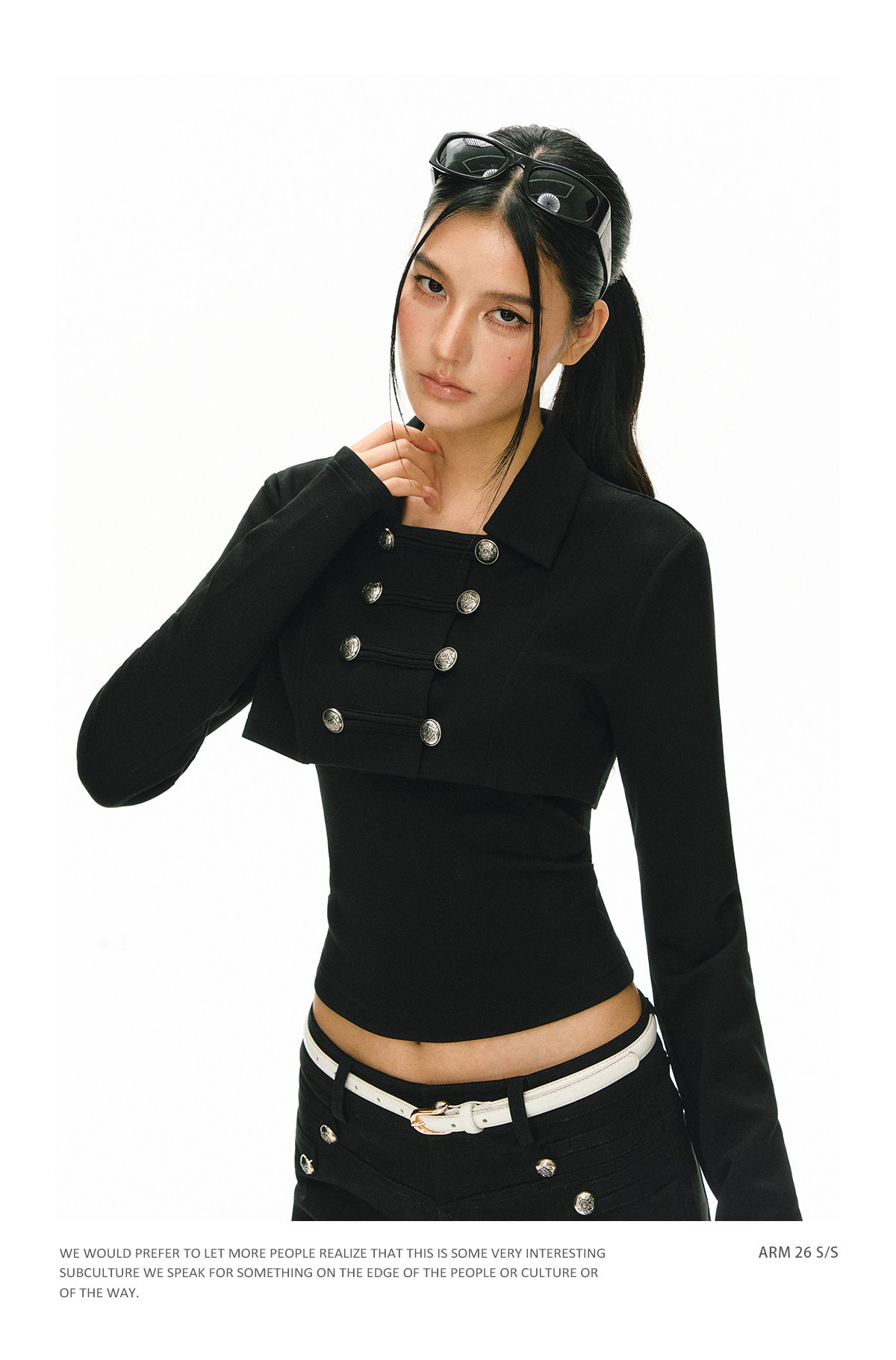 ARISEISM Black Cropped Cami Jacket Set