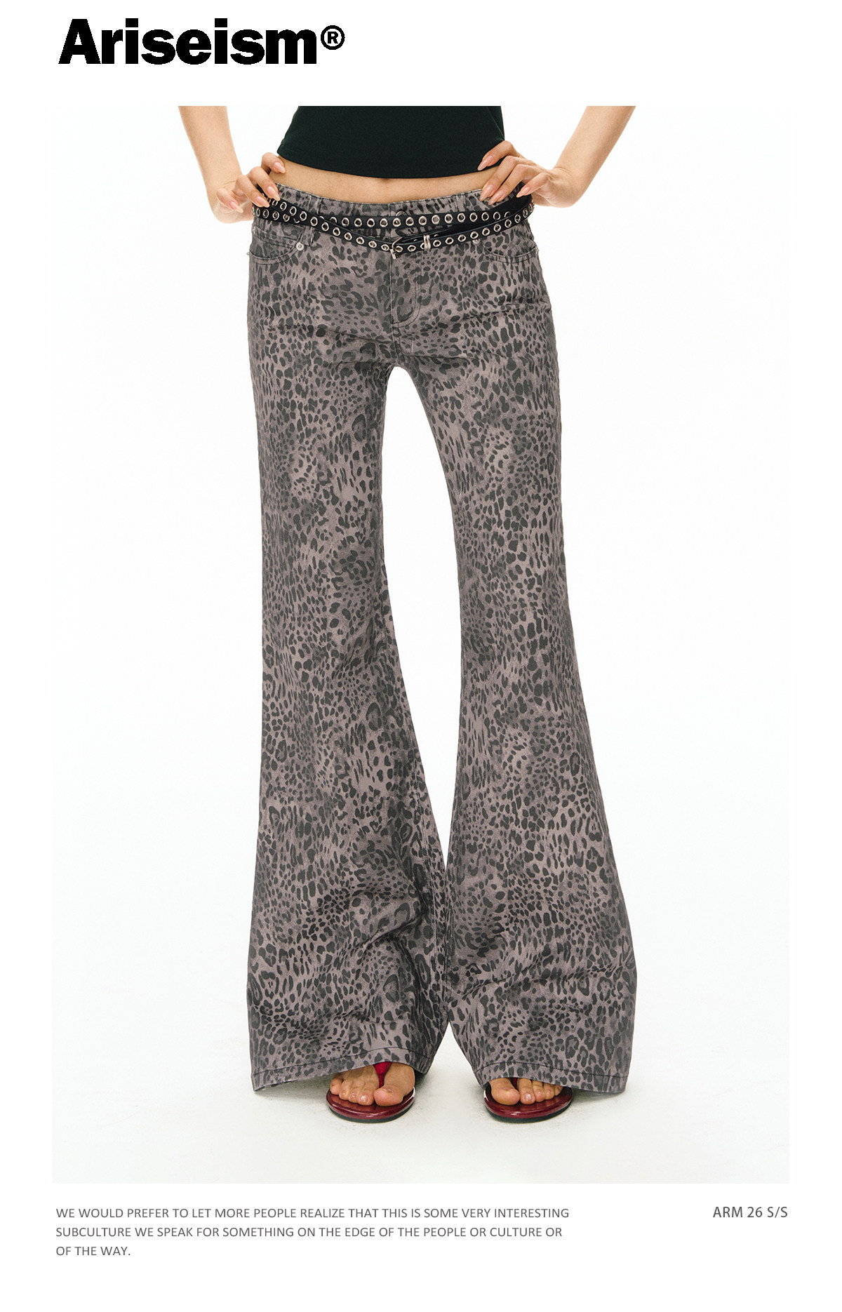 ARISEISM Leopard Print Low-Rise Flare Pants