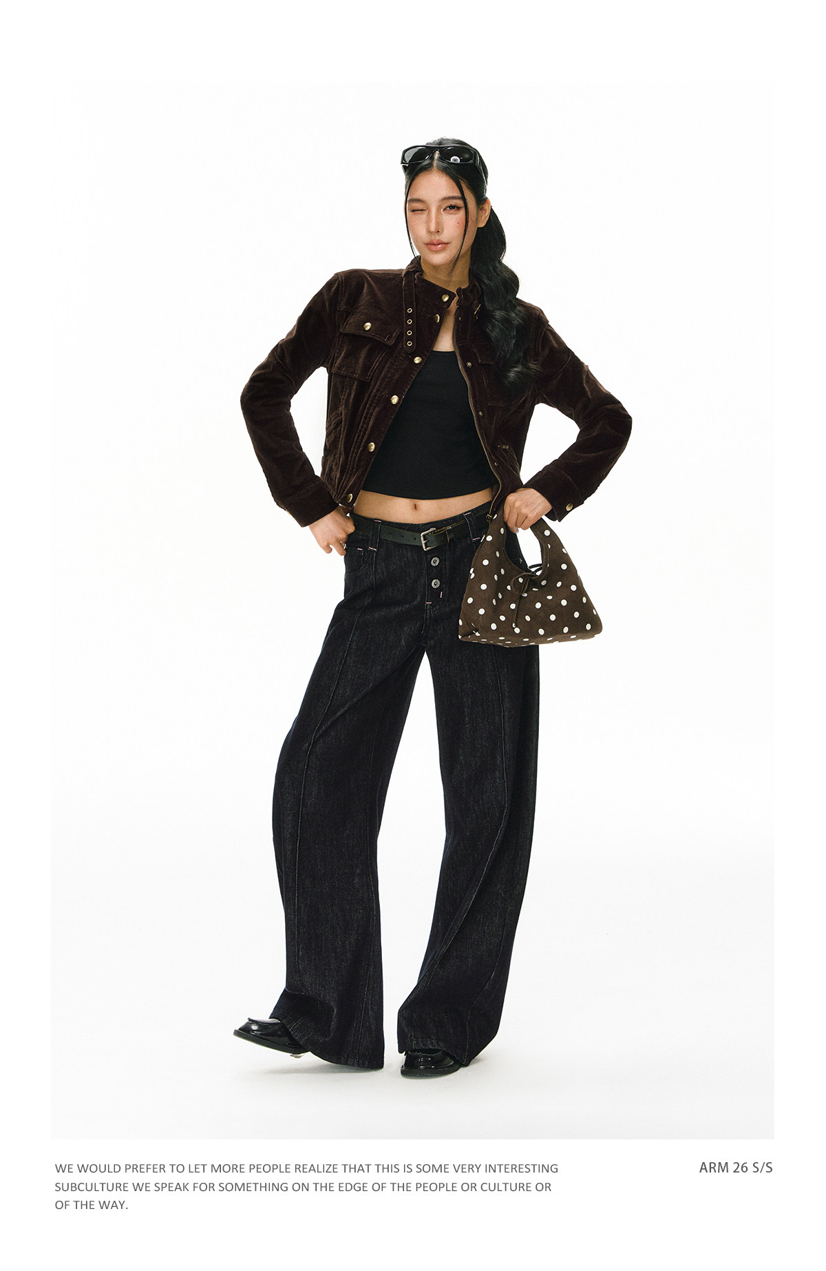 ARISEISM Retro Low-Rise Wide-Leg Jeans